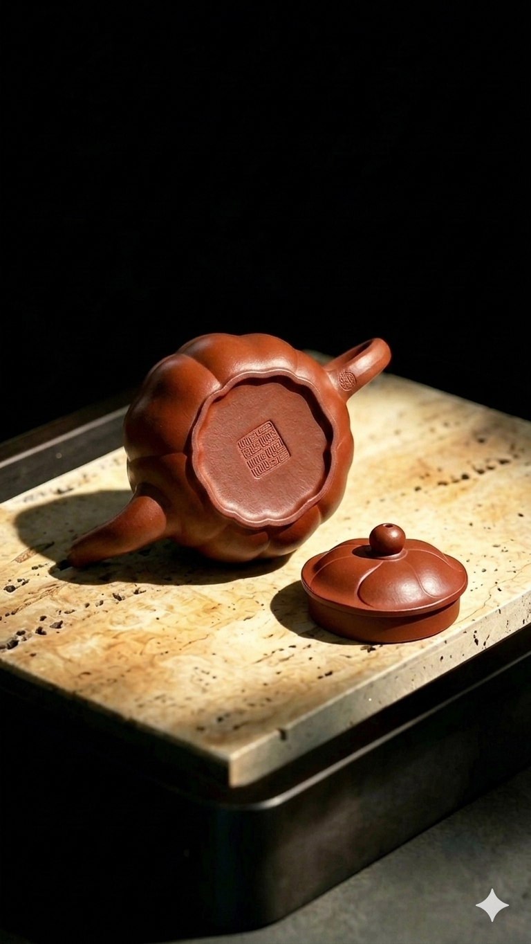 筋紋宮燈朱泥紫砂茶壺